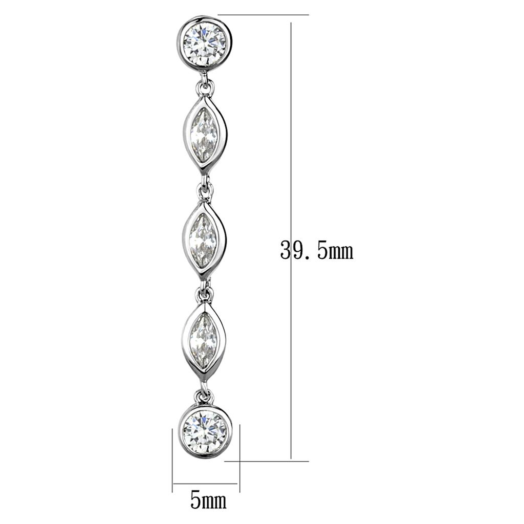 Rhodium Brass Earrings with AAA Grade CZ  in Clear