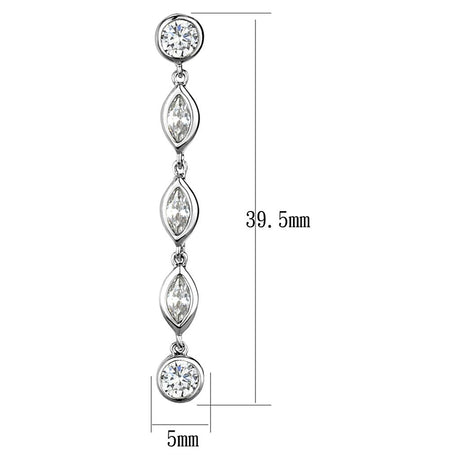 Rhodium Brass Earrings with AAA Grade CZ  in Clear