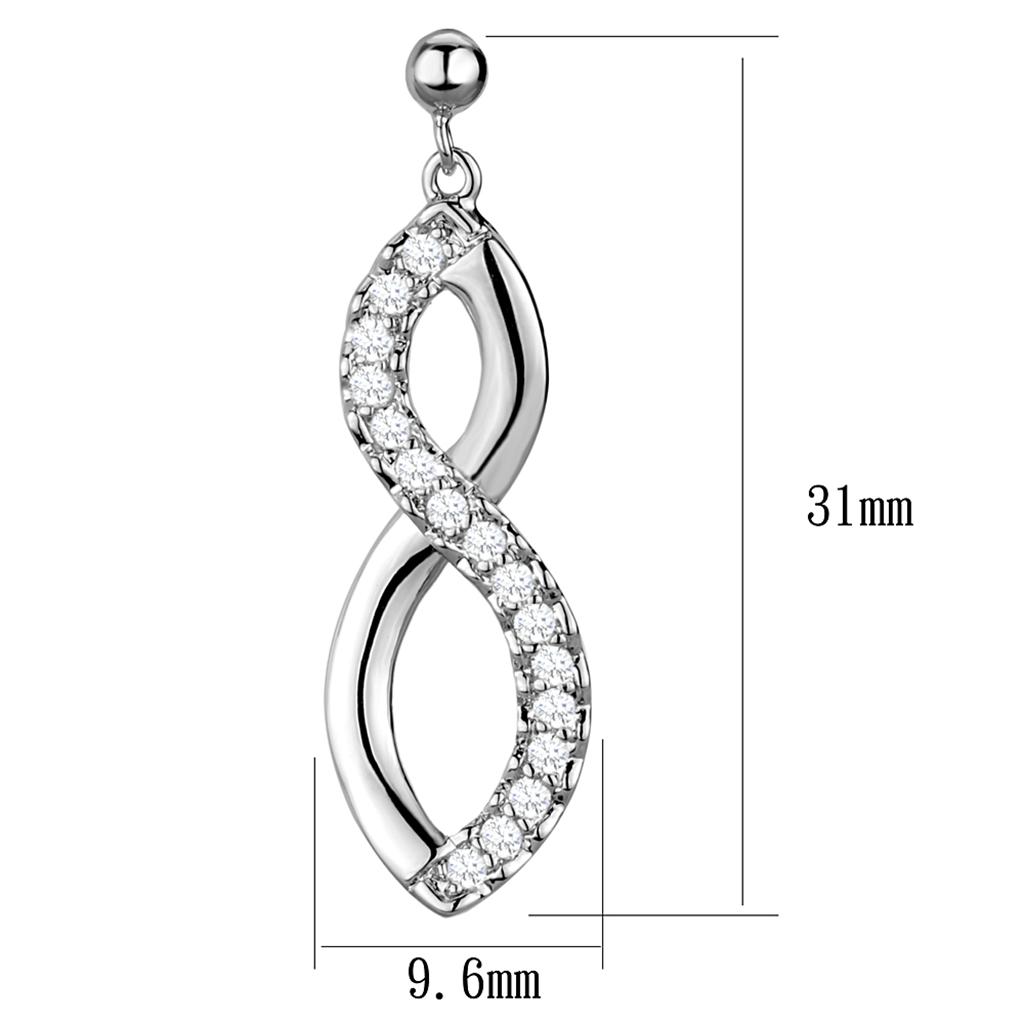 Rhodium Brass Earrings with AAA Grade CZ  in Clear