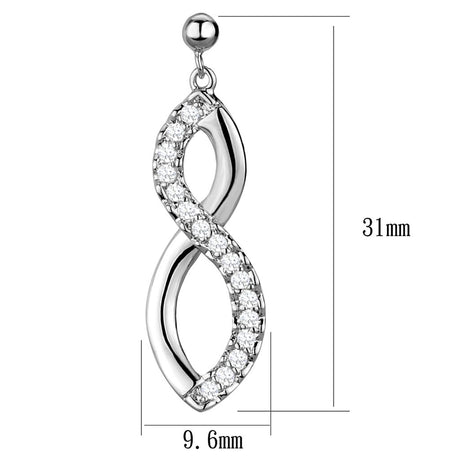 Rhodium Brass Earrings with AAA Grade CZ  in Clear