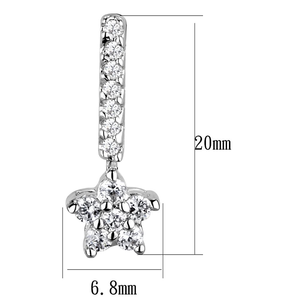 Rhodium Brass Earrings with AAA Grade CZ  in Clear