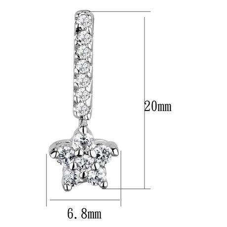 Rhodium Brass Earrings with AAA Grade CZ  in Clear