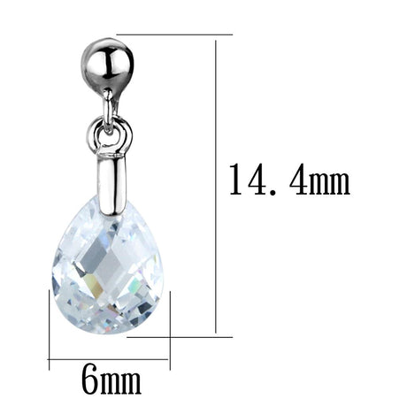 Rhodium Brass Earrings with AAA Grade CZ  in Clear