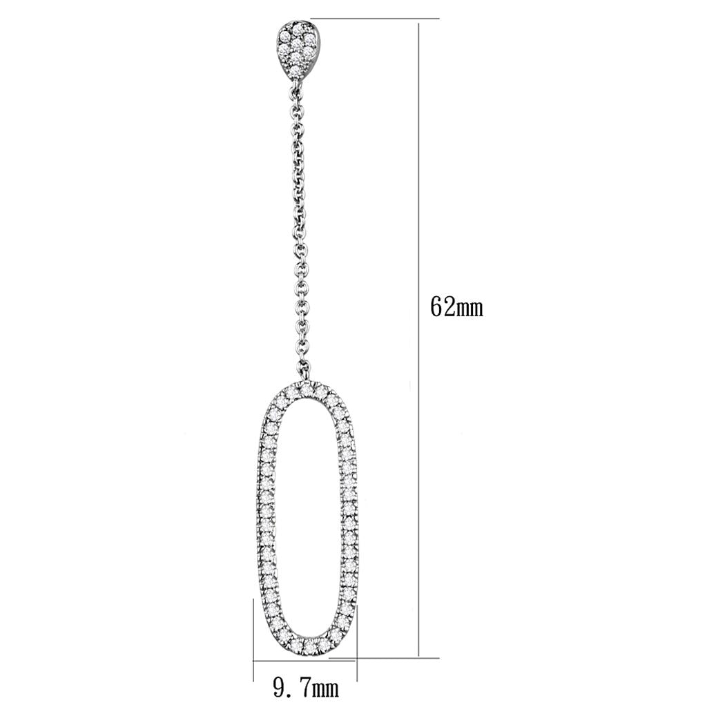Rhodium Brass Earrings with AAA Grade CZ  in Clear