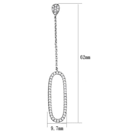 Rhodium Brass Earrings with AAA Grade CZ  in Clear
