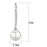 Rhodium Brass Earrings with Synthetic Pearl in White
