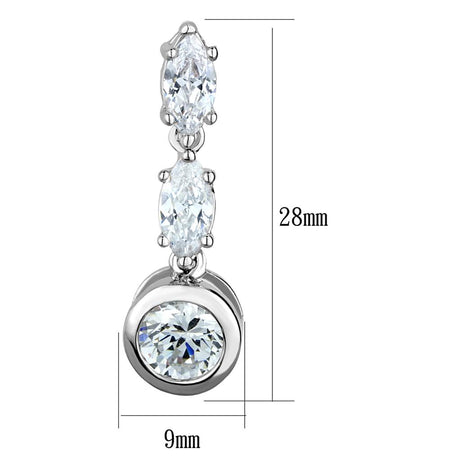 Rhodium Brass Earrings with AAA Grade CZ  in Clear