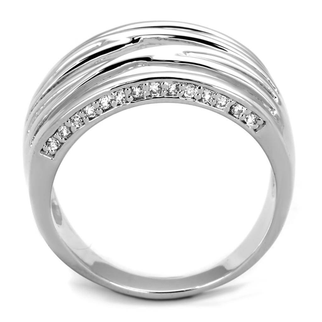 Rhodium Brass Ring with AAA Grade CZ  in Clear
