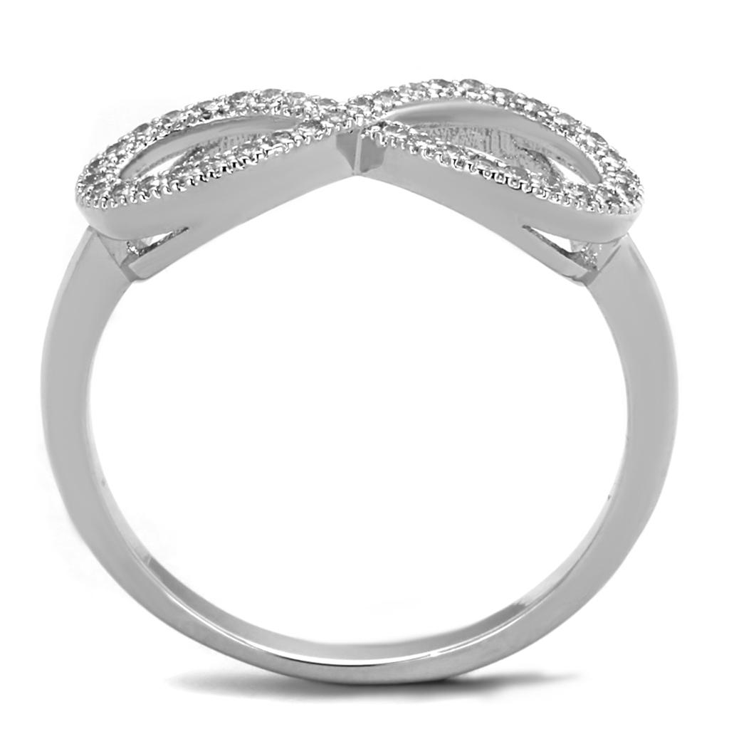 Rhodium Brass Ring with AAA Grade CZ  in Clear
