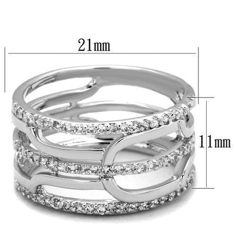 Rhodium Brass Ring with AAA Grade CZ  in Clear