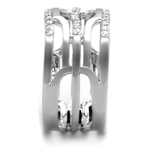 Rhodium Brass Ring with AAA Grade CZ  in Clear