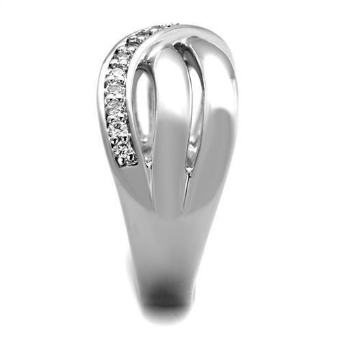 Rhodium Brass Ring with AAA Grade CZ  in Clear