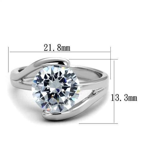 Rhodium Brass Ring with AAA Grade CZ  in Clear