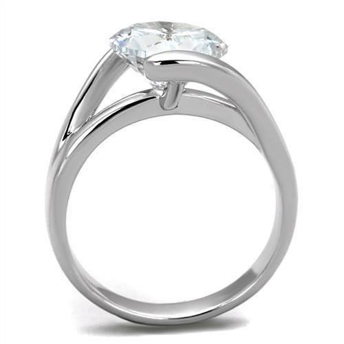 Rhodium Brass Ring with AAA Grade CZ  in Clear