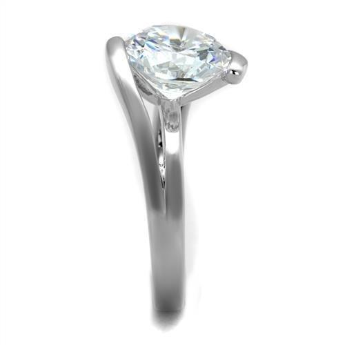 Rhodium Brass Ring with AAA Grade CZ  in Clear