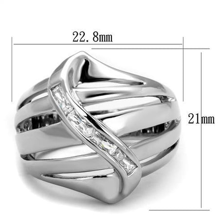 Rhodium Brass Ring with AAA Grade CZ  in Clear