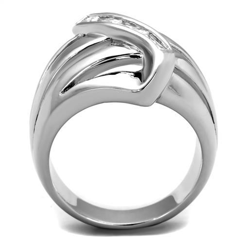 Rhodium Brass Ring with AAA Grade CZ  in Clear
