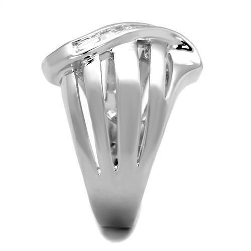 Rhodium Brass Ring with AAA Grade CZ  in Clear