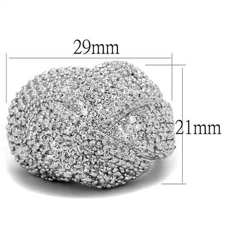 Rhodium Brass Ring with AAA Grade CZ  in Clear