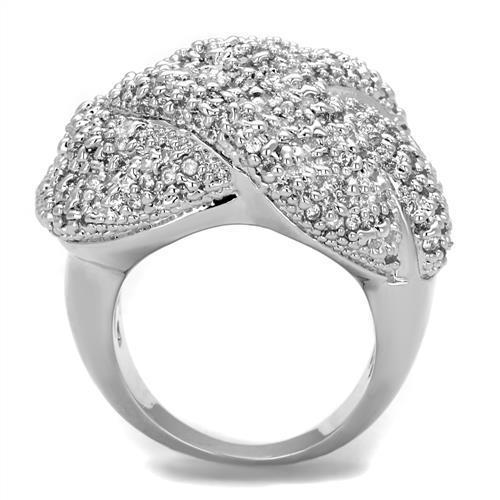 Rhodium Brass Ring with AAA Grade CZ  in Clear
