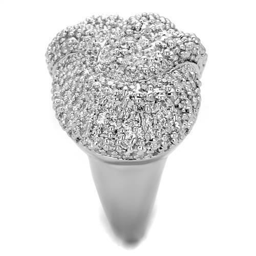 Rhodium Brass Ring with AAA Grade CZ  in Clear