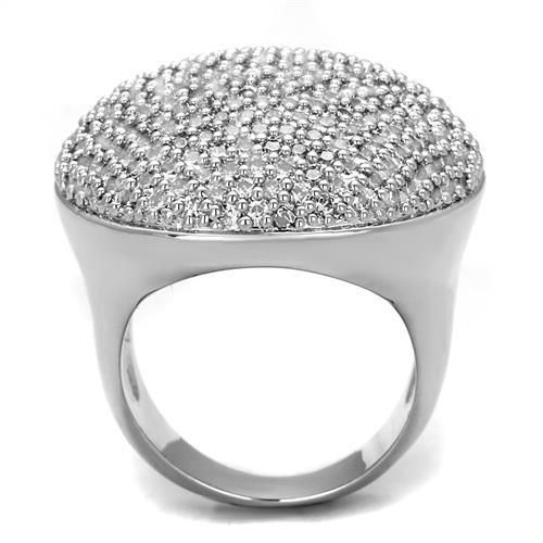 Rhodium Brass Ring with AAA Grade CZ  in Clear