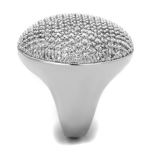 Rhodium Brass Ring with AAA Grade CZ  in Clear