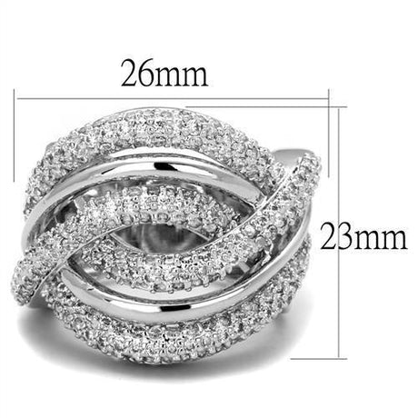 Rhodium Brass Ring with AAA Grade CZ  in Clear