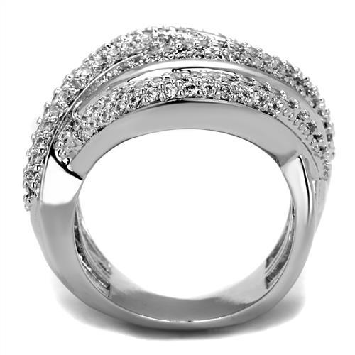 Rhodium Brass Ring with AAA Grade CZ  in Clear