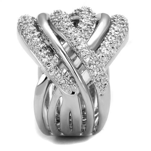 Rhodium Brass Ring with AAA Grade CZ  in Clear