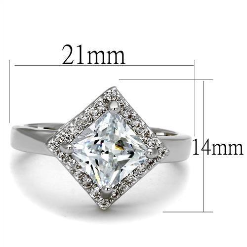 Rhodium Brass Ring with AAA Grade CZ  in Clear