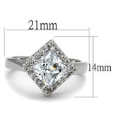 Rhodium Brass Ring with AAA Grade CZ  in Clear