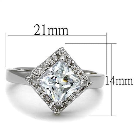 Rhodium Brass Ring with AAA Grade CZ  in Clear