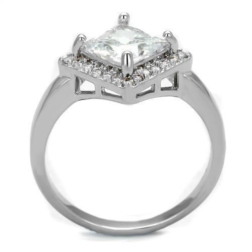 Rhodium Brass Ring with AAA Grade CZ  in Clear