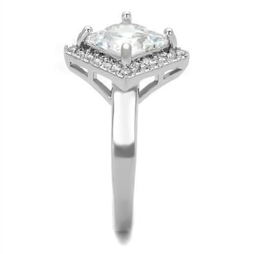 Rhodium Brass Ring with AAA Grade CZ  in Clear