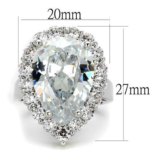 Rhodium Brass Ring with AAA Grade CZ  in Clear