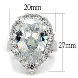 Rhodium Brass Ring with AAA Grade CZ  in Clear