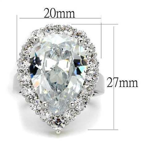 Rhodium Brass Ring with AAA Grade CZ  in Clear