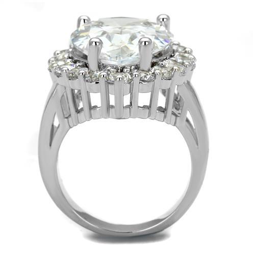 Rhodium Brass Ring with AAA Grade CZ  in Clear