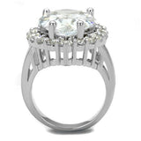 Rhodium Brass Ring with AAA Grade CZ  in Clear