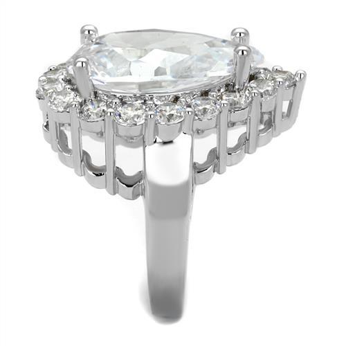 Rhodium Brass Ring with AAA Grade CZ  in Clear