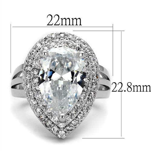 Rhodium Brass Ring with AAA Grade CZ  in Clear