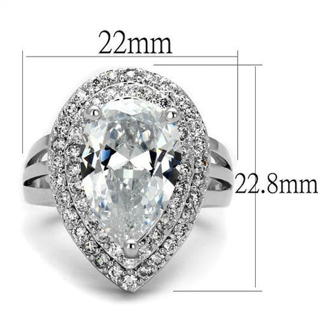 Rhodium Brass Ring with AAA Grade CZ  in Clear