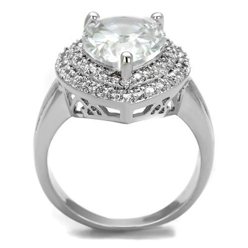 Rhodium Brass Ring with AAA Grade CZ  in Clear