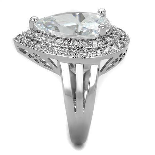 Rhodium Brass Ring with AAA Grade CZ  in Clear