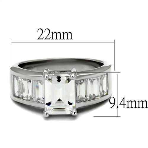 Rhodium Brass Ring with AAA Grade CZ  in Clear