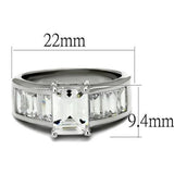 Rhodium Brass Ring with AAA Grade CZ  in Clear