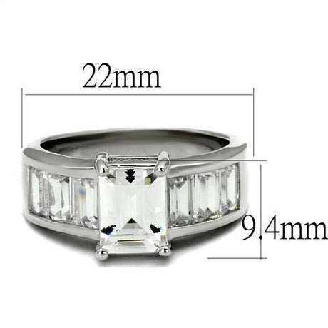 Rhodium Brass Ring with AAA Grade CZ  in Clear