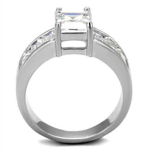 Rhodium Brass Ring with AAA Grade CZ  in Clear