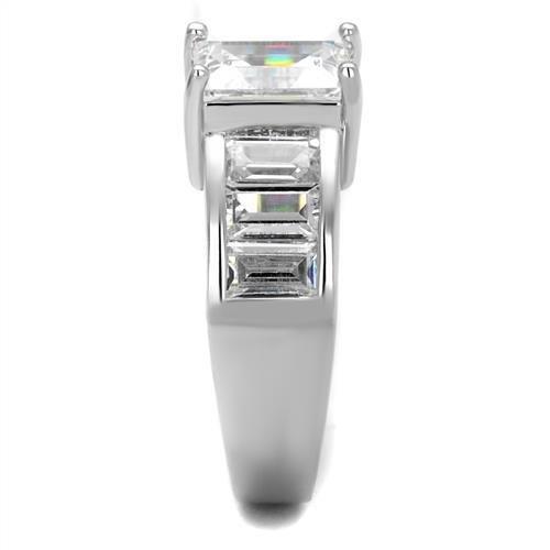 Rhodium Brass Ring with AAA Grade CZ  in Clear